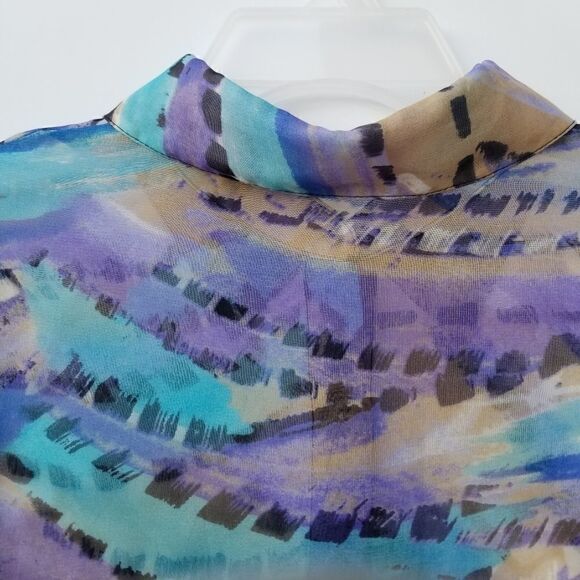 NICOLE 3/4 SLEEVED SEMI SHEER BLOUSE. SZ L - Picture 13 of 14